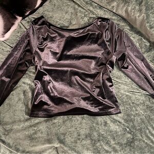 Wild Fable Shiny Black Long Sleeve Blouse